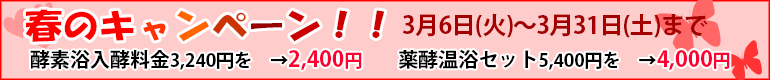 春のキャンペーン 3月6日(火)〜3月31日(土)まで